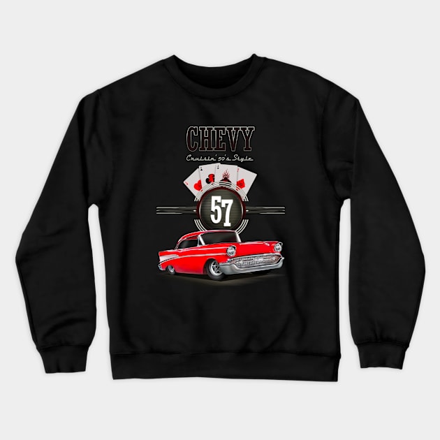 Hot Rod Chevy Bel Air Crewneck Sweatshirt by hardtbonez